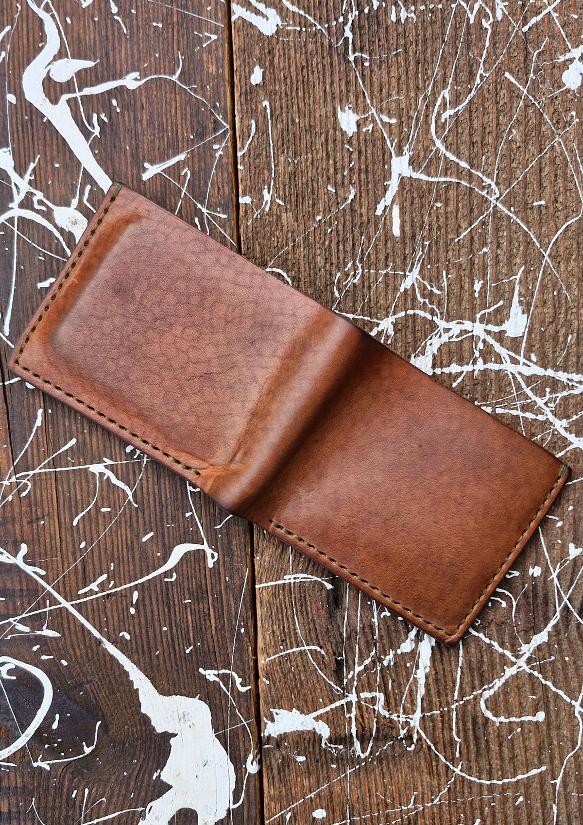 Photo by BCLEATHERGOODS on April 2, 2026 of the BCLeathergoods Wallet in Horween Natural Dublin & Badalassi Carlo Olive Green Minerva.