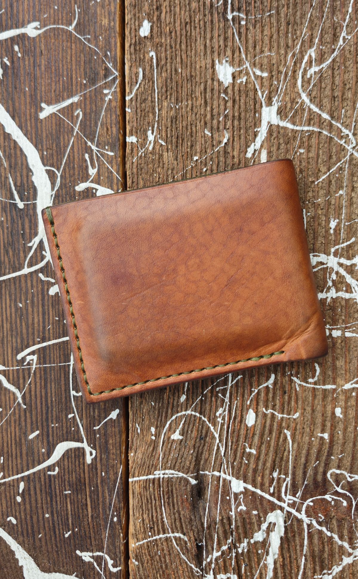 Photo by BCLEATHERGOODS on April 2, 2026 of the BCLeathergoods Wallet in Horween Natural Dublin & Badalassi Carlo Olive Green Minerva.