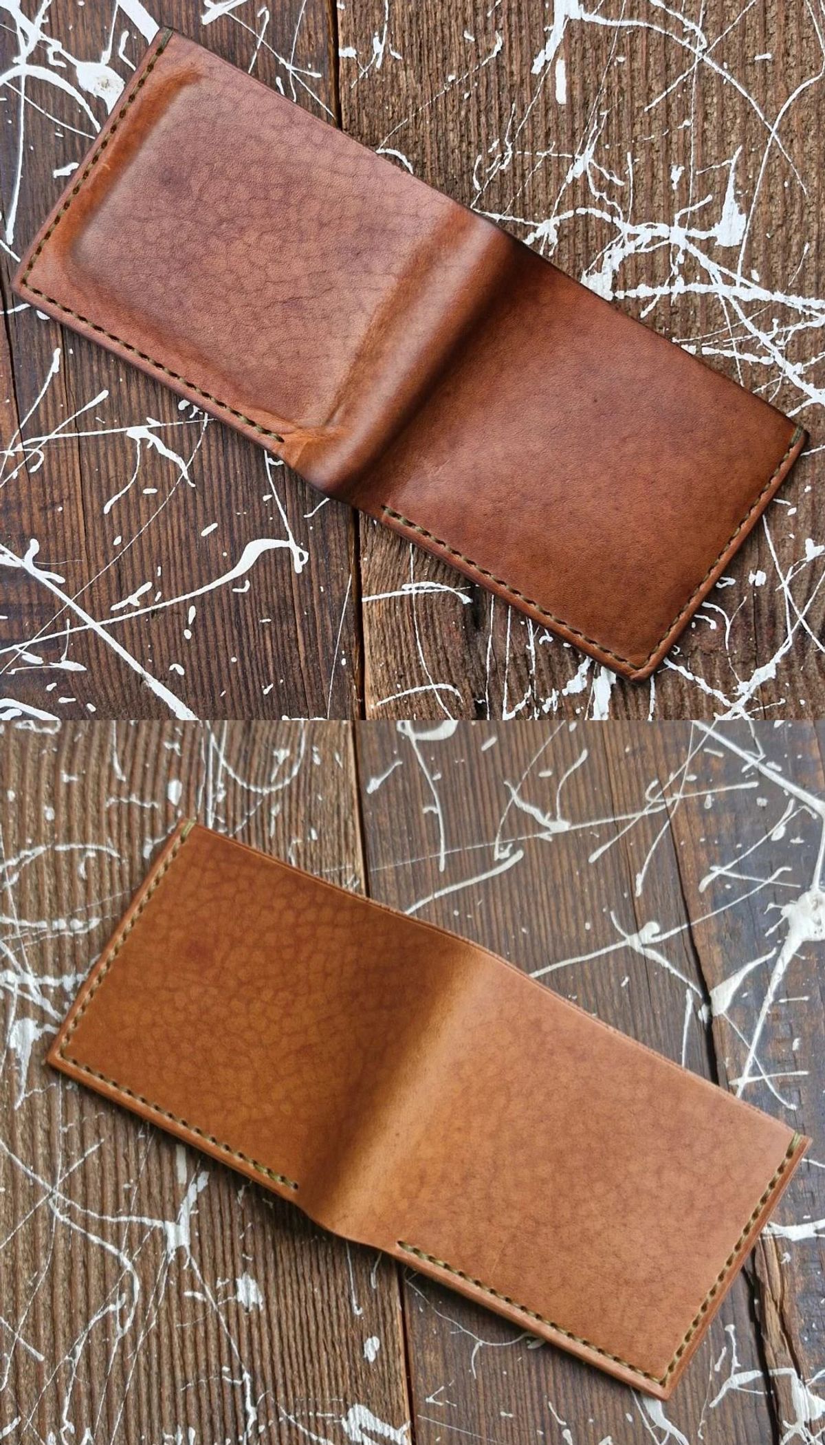 Photo by BCLEATHERGOODS on April 2, 2026 of the BCLeathergoods Wallet in Horween Natural Dublin & Badalassi Carlo Olive Green Minerva.