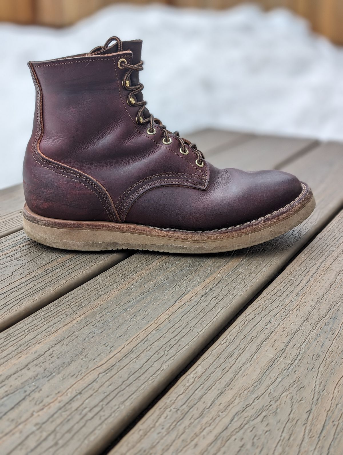 Photo by 907rx7 on April 4, 2024 of the Nicks Free Range in Wickett & Craig Burgundy Double Stuffed.