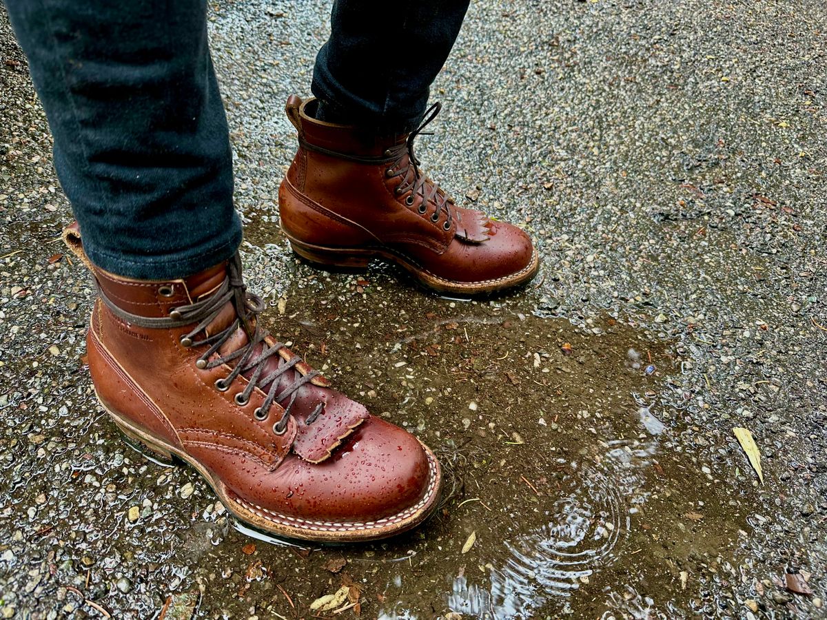 Photo by watch_gabe on August 22, 2023 of the White's 350 Cruiser in Horween British Tan Chromexcel.