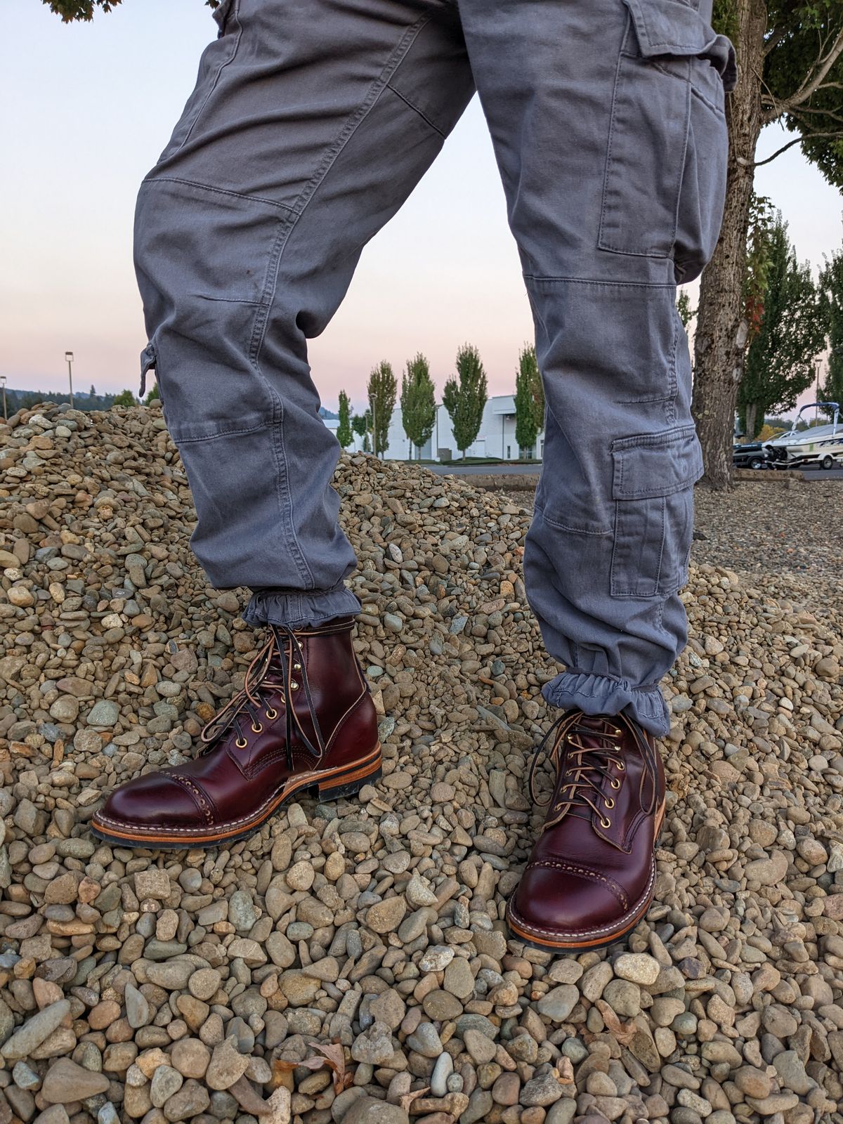 Photo by patinamindset on October 2, 2022 of the White's MP-Sherman Toe Cap in Horween Burgundy Chromexcel.