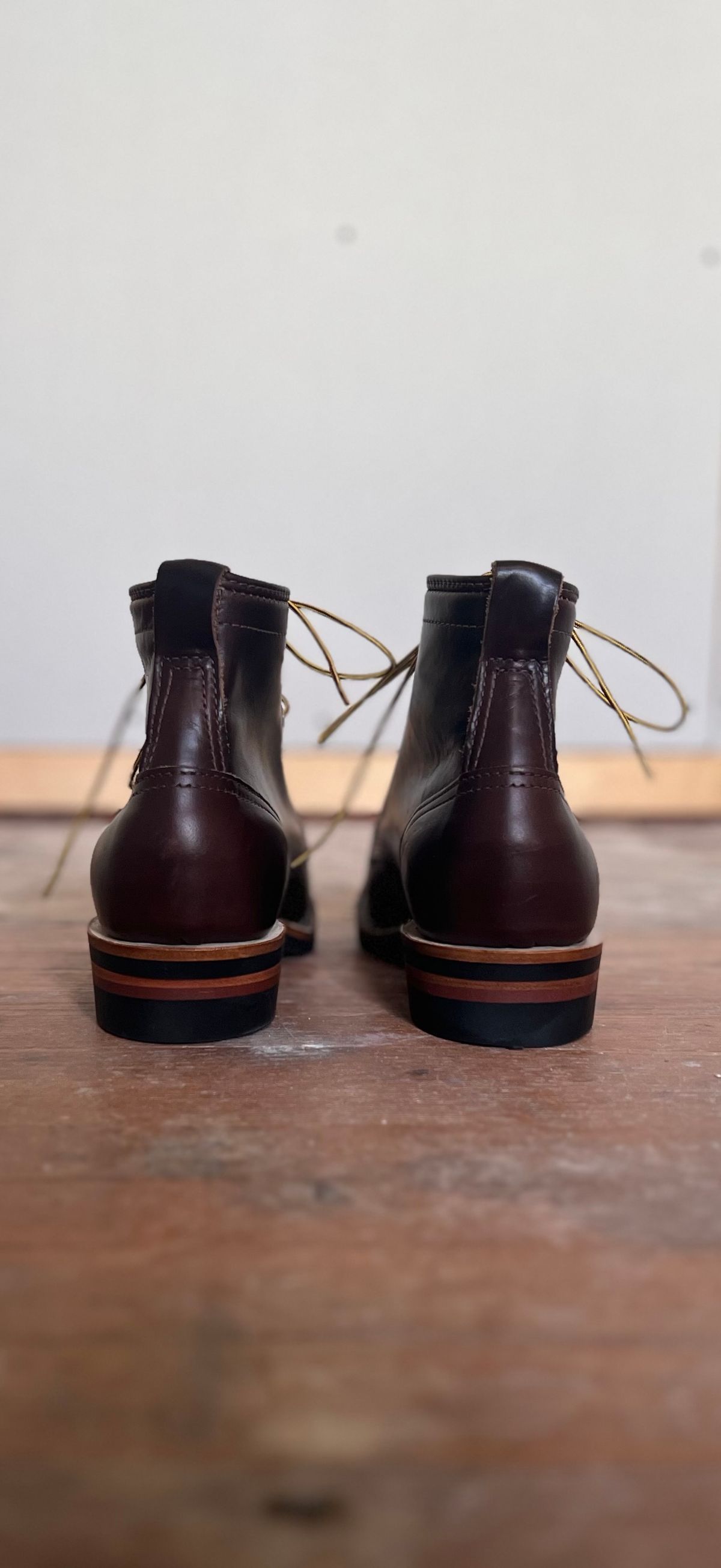 Photo by cr_aig1980 on October 2, 2024 of the Wesco Warren Boot in Horween Brown Chromexcel.