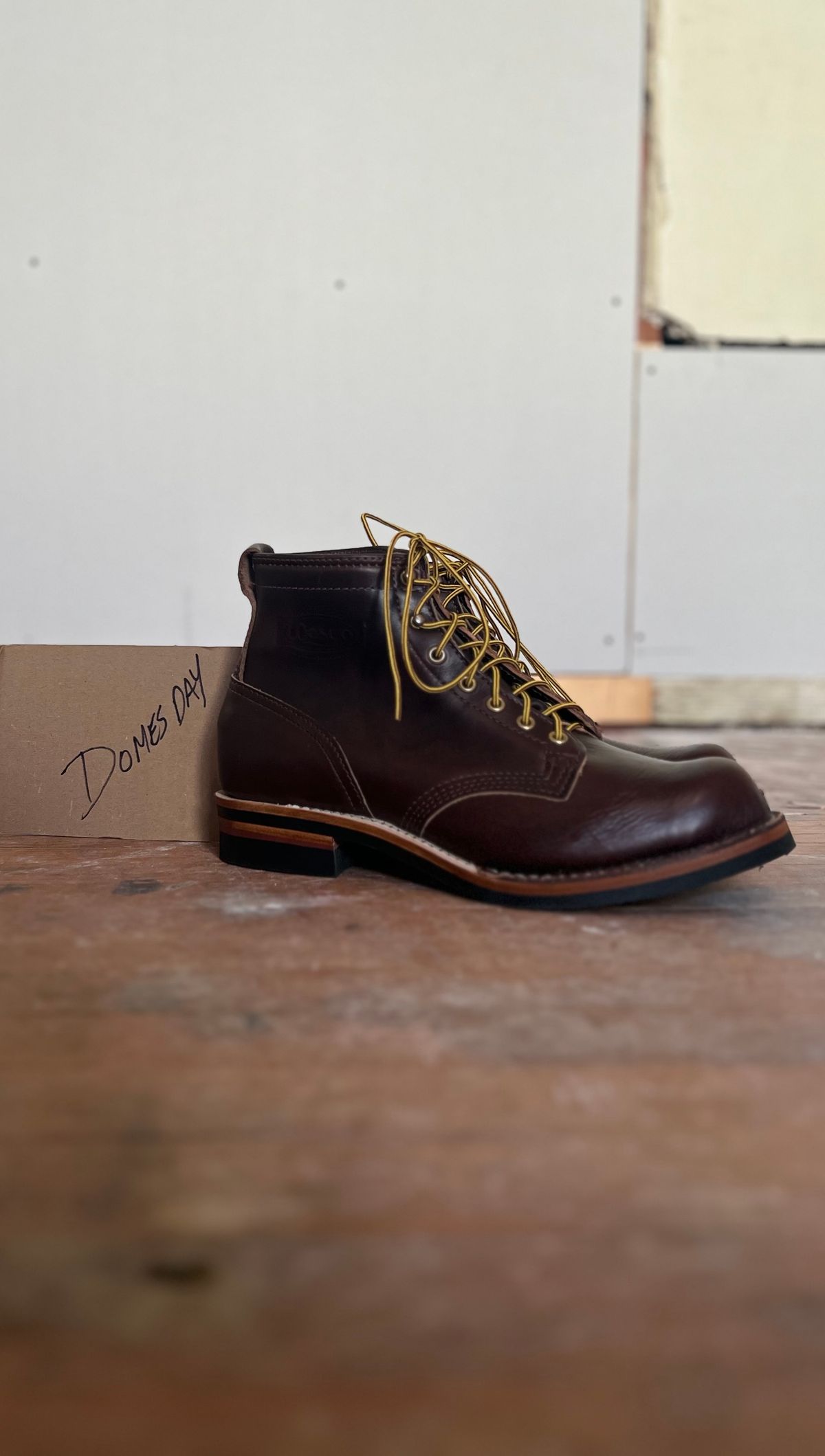 Photo by cr_aig1980 on October 2, 2024 of the Wesco Warren Boot in Horween Brown Chromexcel.