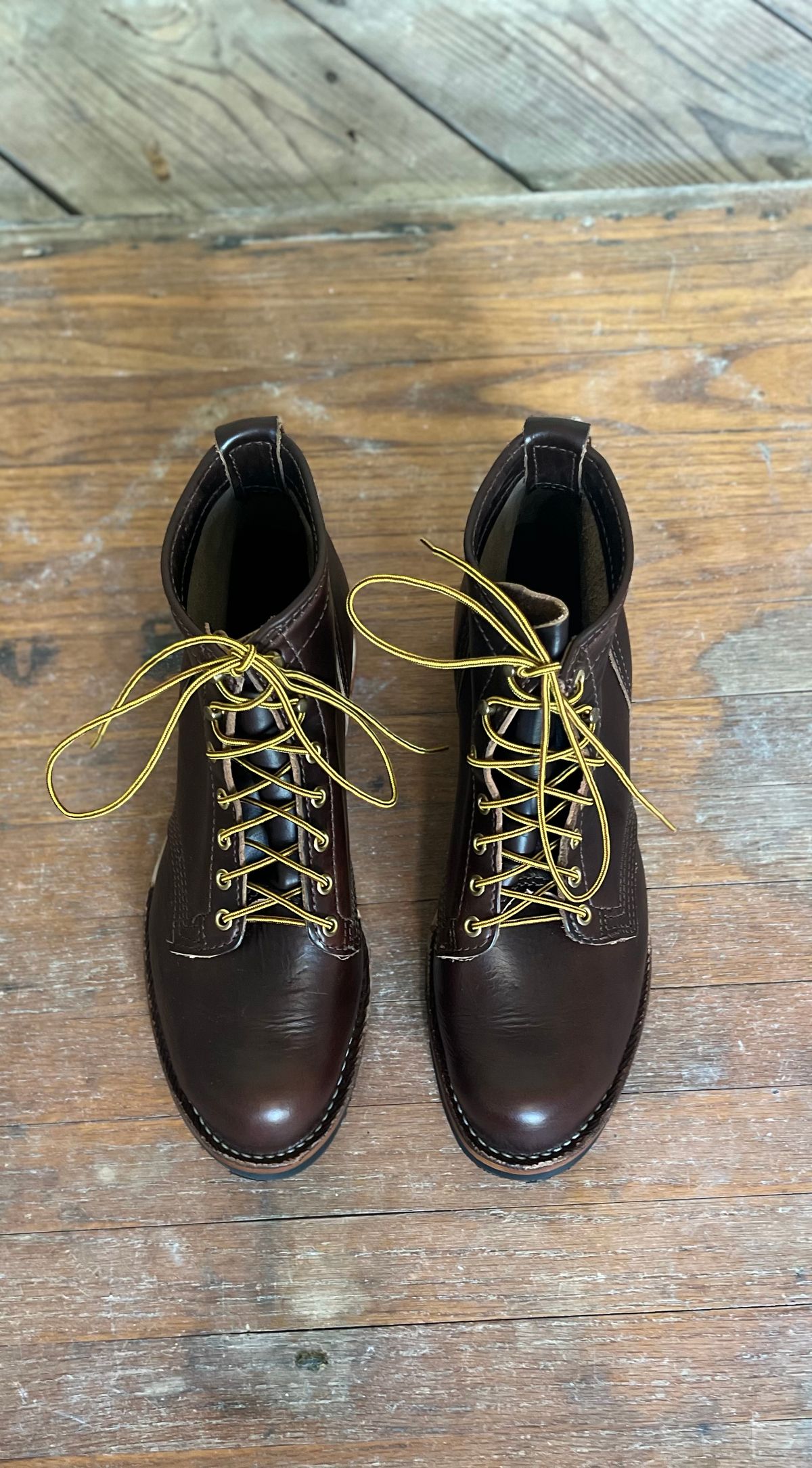 Photo by cr_aig1980 on October 2, 2024 of the Wesco Warren Boot in Horween Brown Chromexcel.
