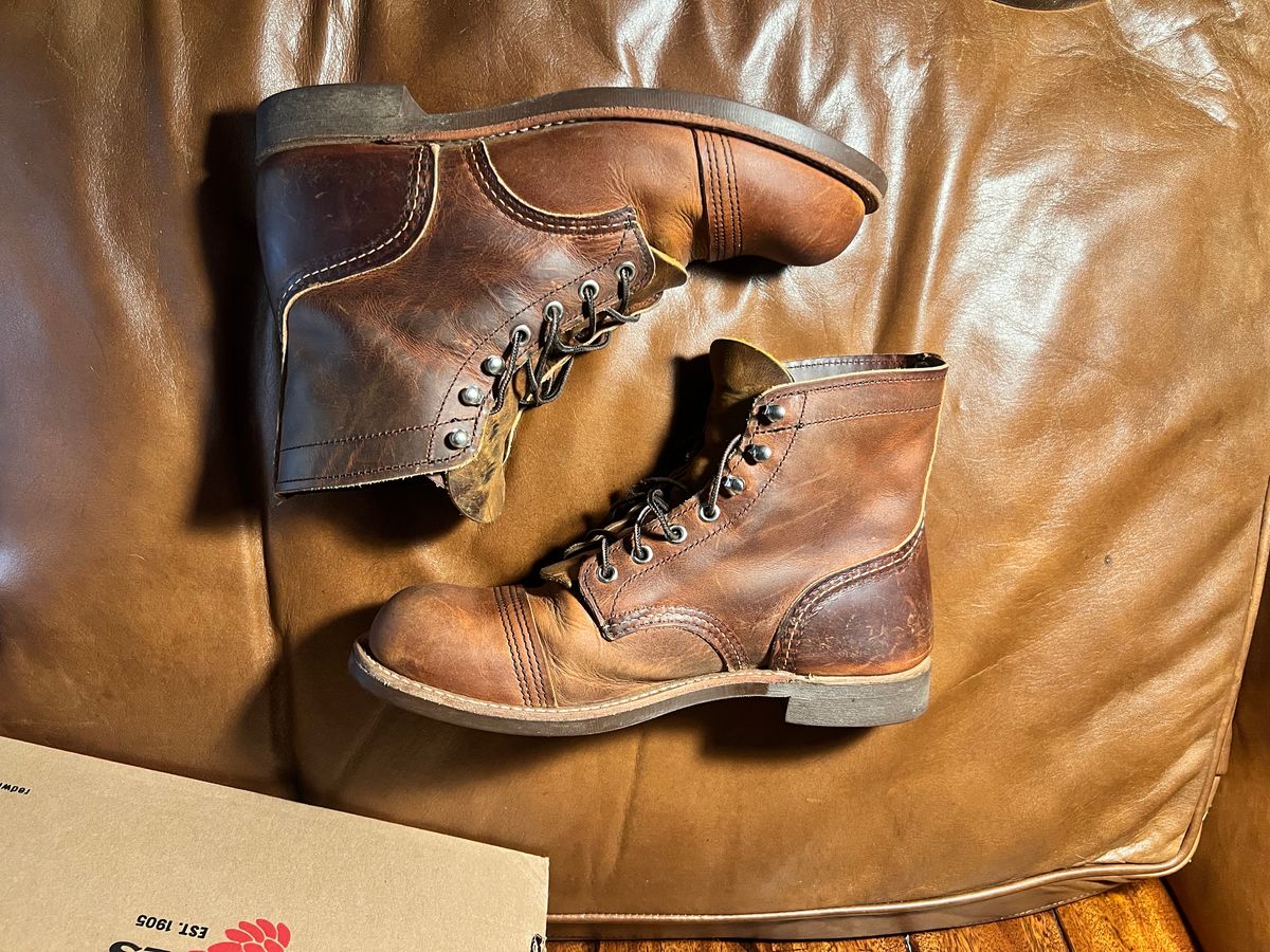 Photo by bootAI on December 30, 2023 of the Red Wing Iron Ranger in S.B. Foot Copper Rough and Tough.