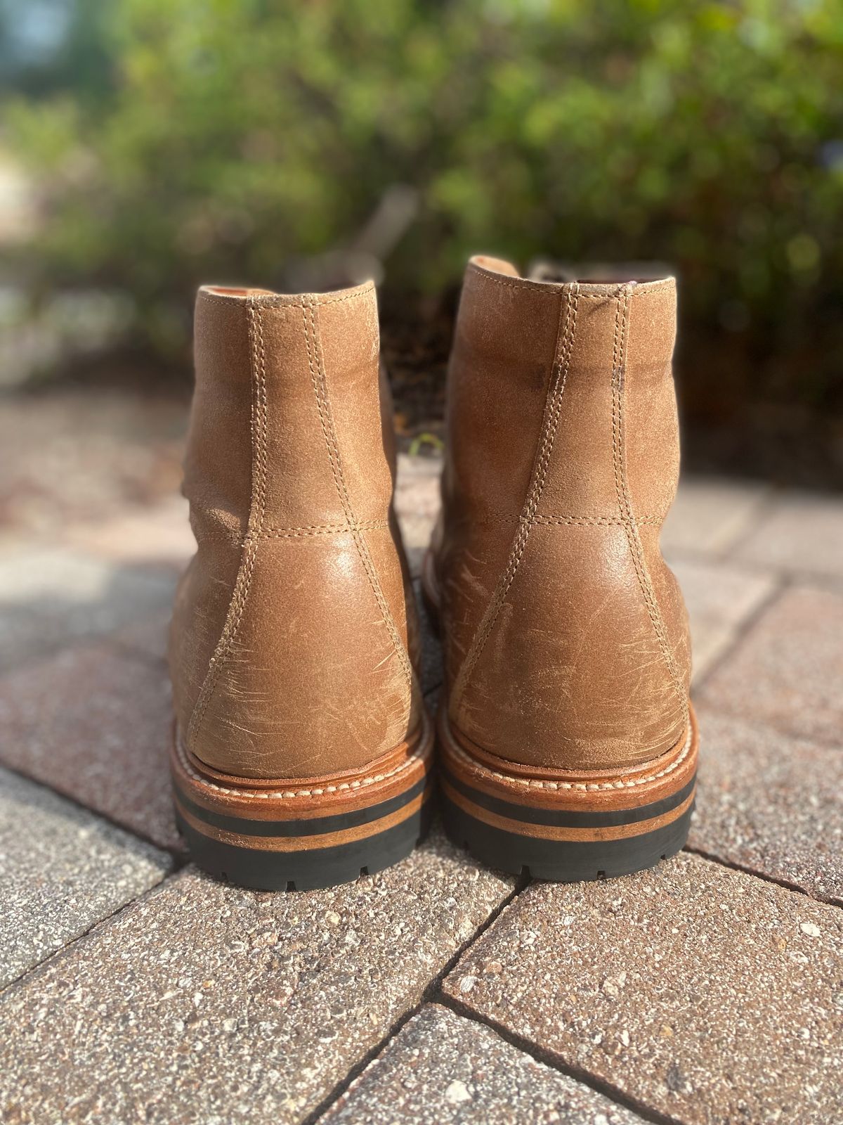 Photo by braneshaden on April 6, 2023 of the Grant Stone Brass Boot in C.F. Stead Natural Waxy Commander Suede.