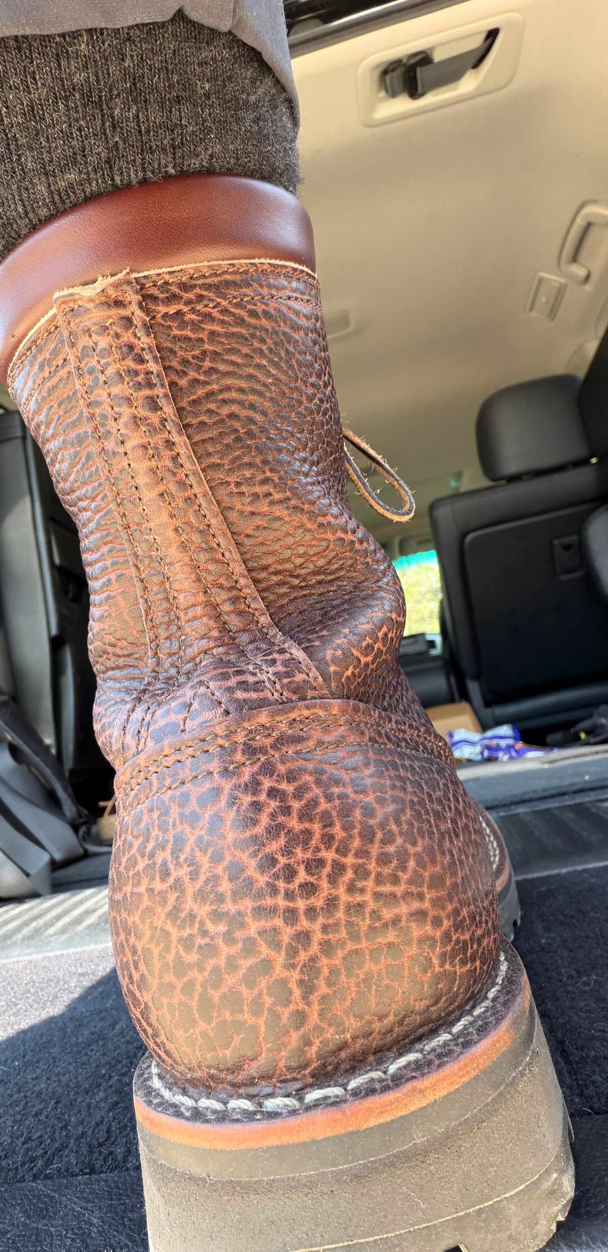 Photo by escapedTexan on April 8, 2026 of the Nicks 365 MTO in Horween Yellowstone Walnut Bullhide.