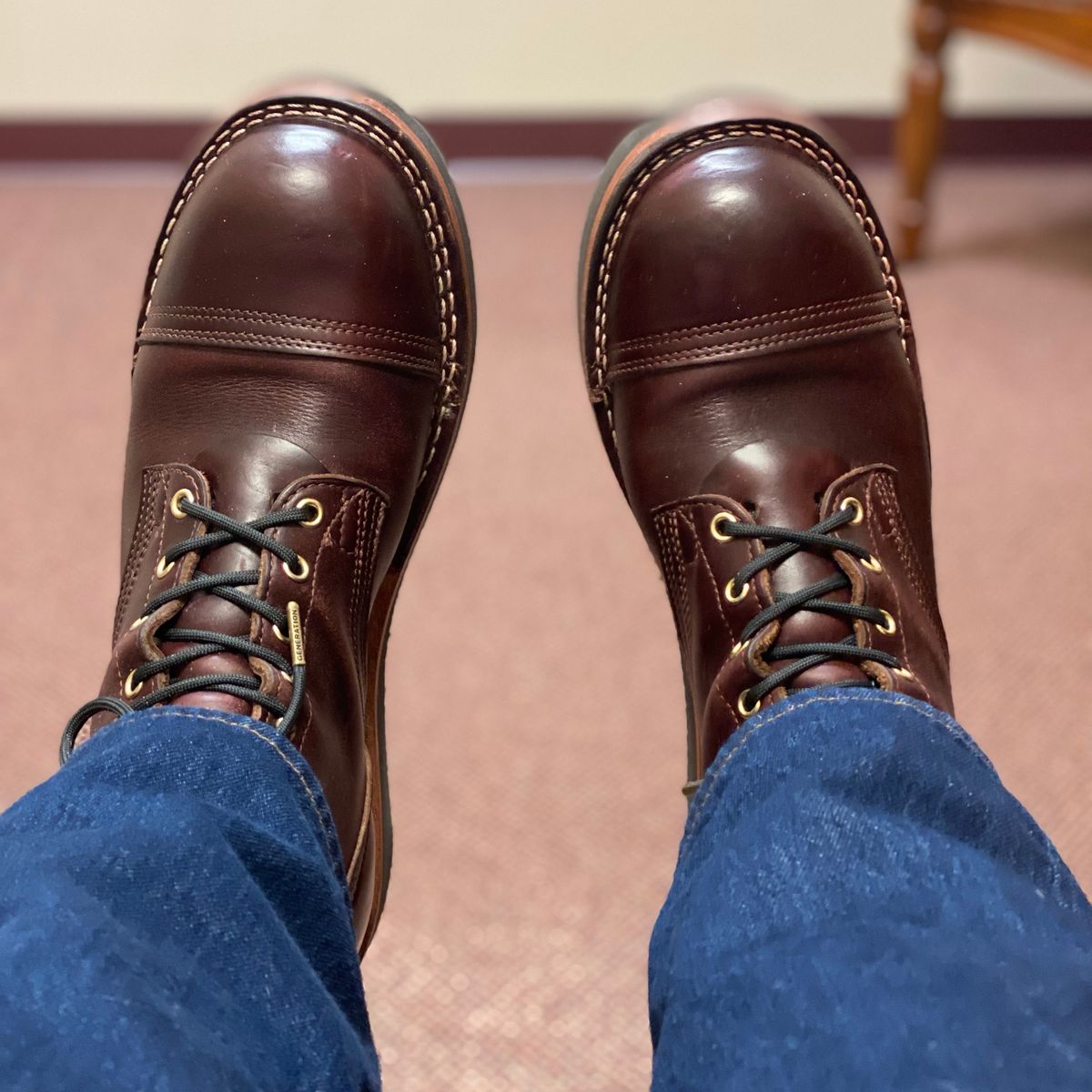 Photo by escapedTexan on August 11, 2023 of the Nicks Americana in Horween Color 8 Chromexcel.