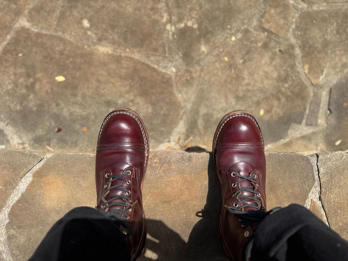 Photo by escapedTexan on April 10, 2025 of the Nicks Americana in Horween Color 8 Chromexcel.