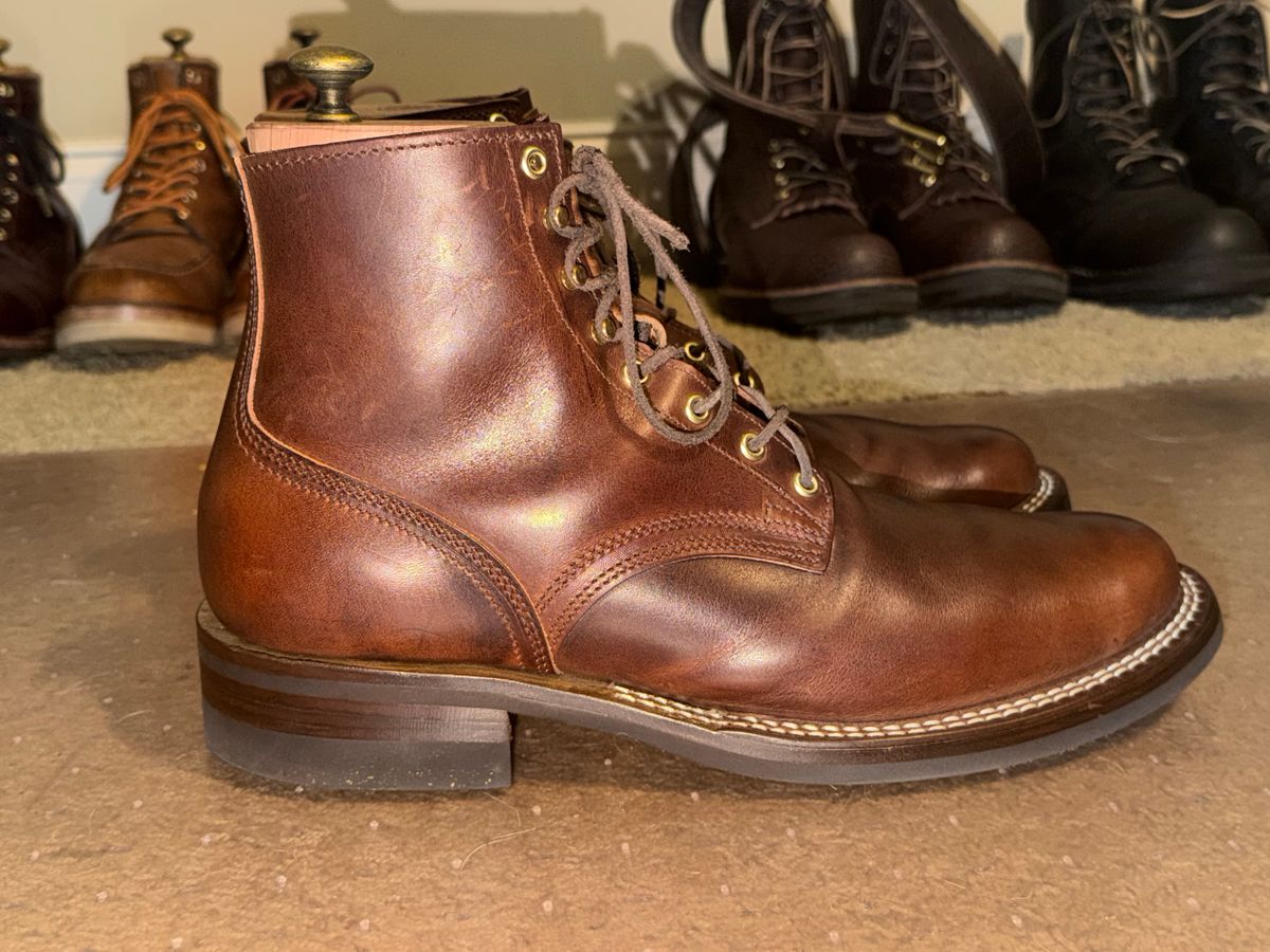 Photo by escapedTexan on February 27, 2026 of the Nicks 1925 Last Dress Boot in Horween Cypress Italian Brown.