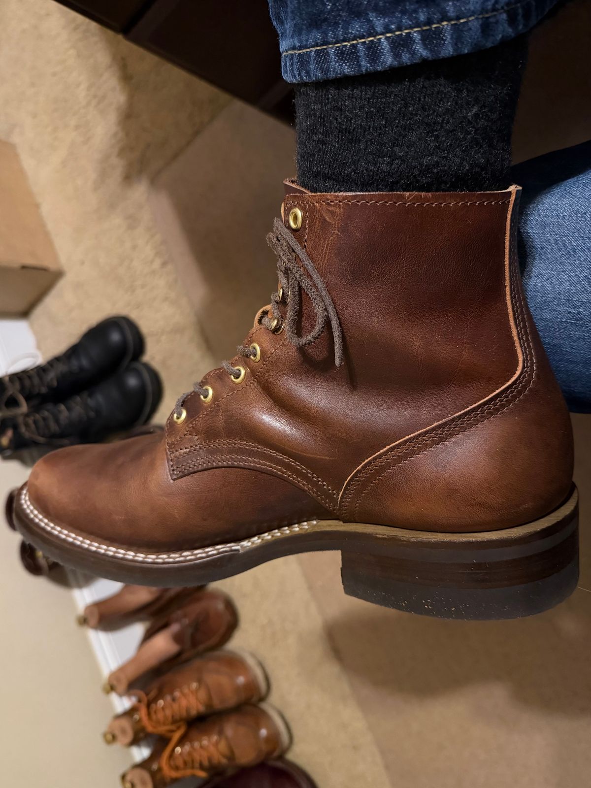 Photo by escapedTexan on February 25, 2026 of the Nicks 1925 Last Dress Boot in Horween Cypress Italian Brown.
