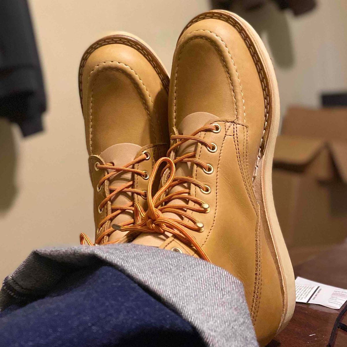 Photo by escapedTexan on April 27, 2023 of the Nicks Moc Toe in Seidel 1964 Tan.