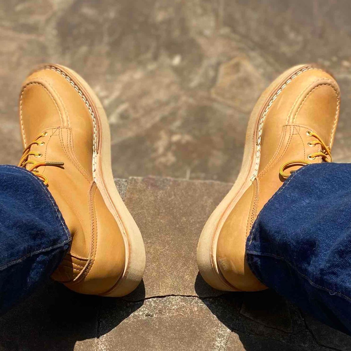 Photo by escapedTexan on June 10, 2023 of the Nicks Moc Toe in Seidel 1964 Tan.