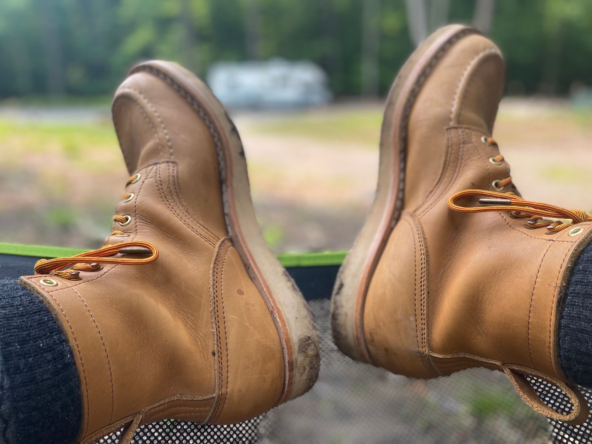 Photo by escapedTexan on July 15, 2023 of the Nicks Moc Toe in Seidel 1964 Tan.