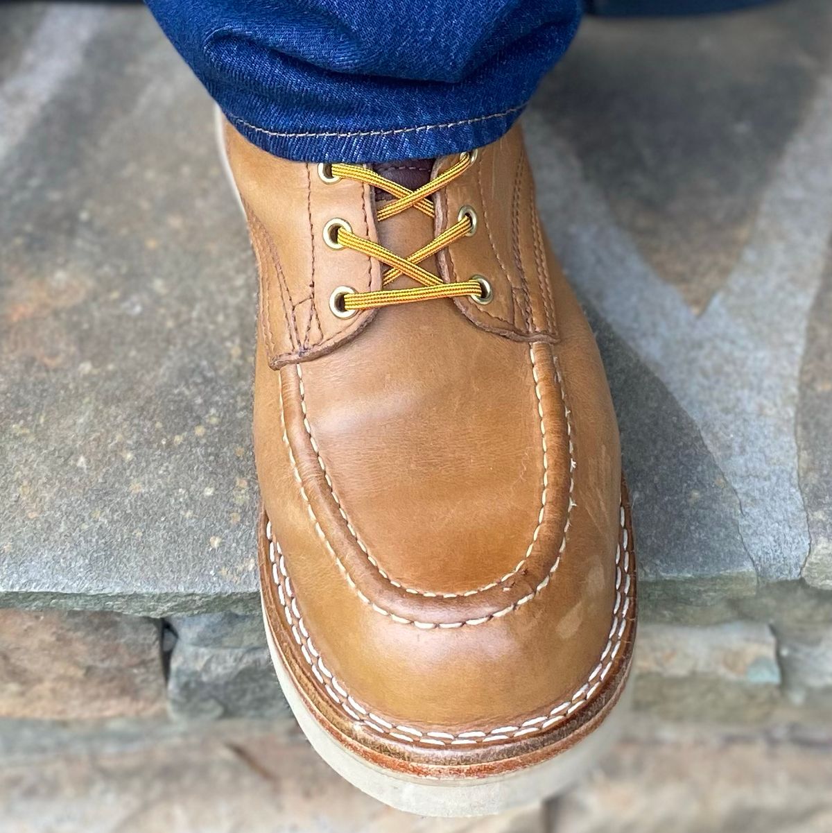 Photo by escapedTexan on August 2, 2023 of the Nicks Moc Toe in Seidel 1964 Tan.