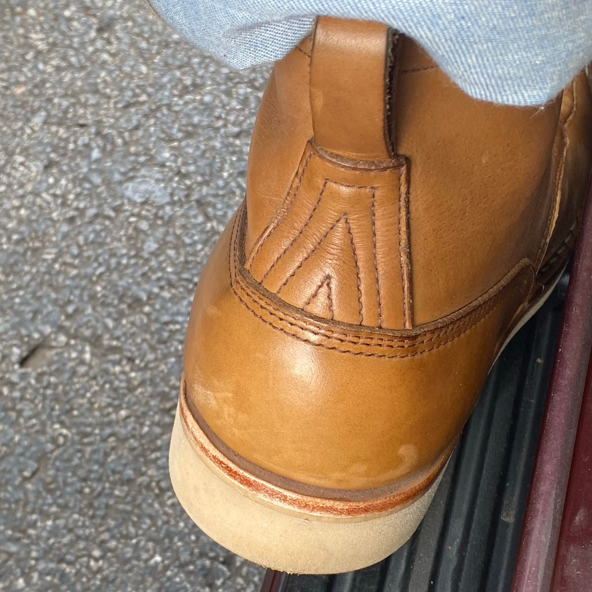 Photo by escapedTexan on August 4, 2023 of the Nicks Moc Toe in Seidel 1964 Tan.