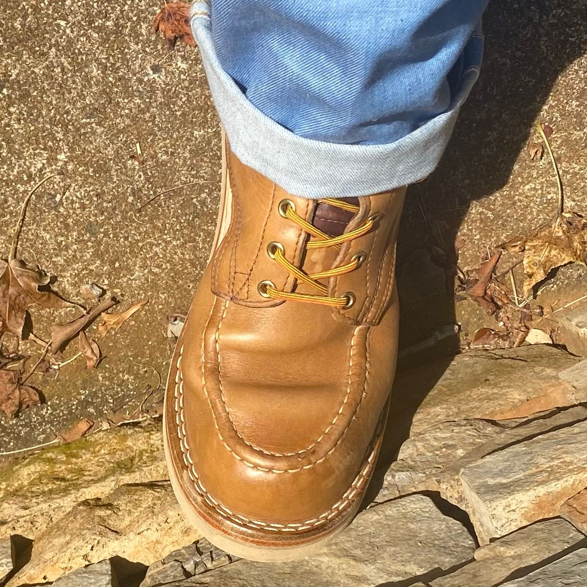 Photo by escapedTexan on August 5, 2023 of the Nicks Moc Toe in Seidel 1964 Tan.