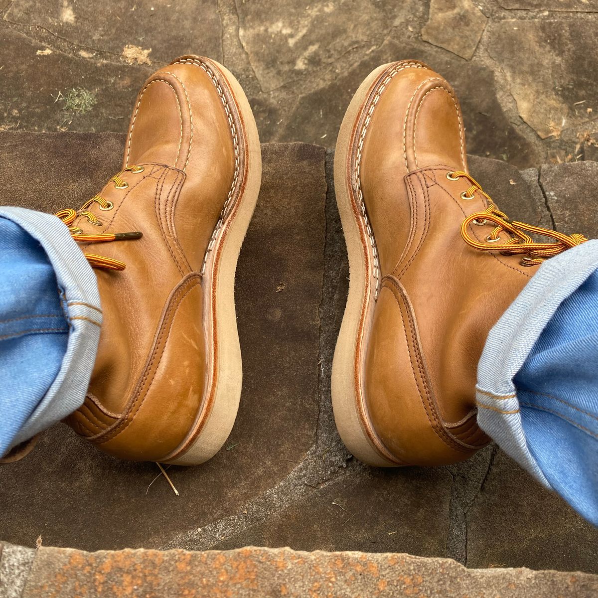 Photo by escapedTexan on August 8, 2023 of the Nicks Moc Toe in Seidel 1964 Tan.