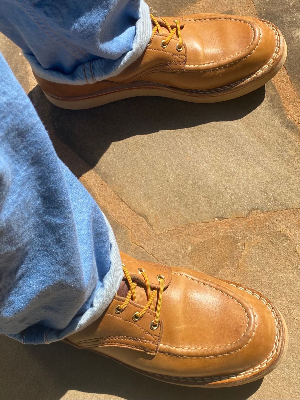 Photo by escapedTexan on August 21, 2023 of the Nicks Moc Toe in Seidel 1964 Tan.