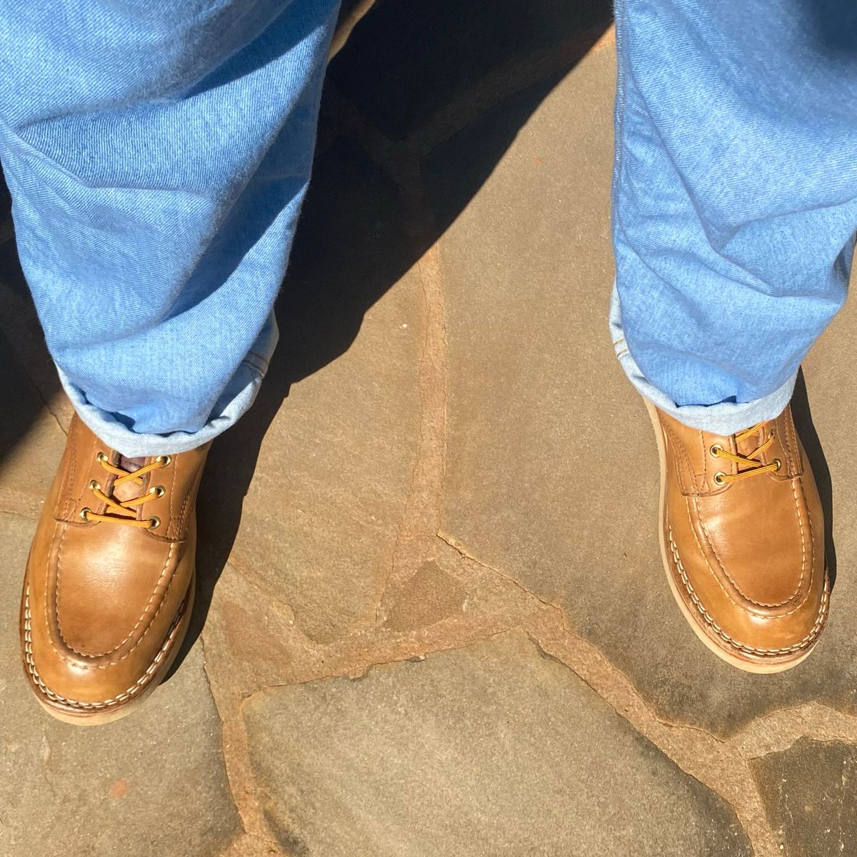 Photo by escapedTexan on August 21, 2023 of the Nicks Moc Toe in Seidel 1964 Tan.