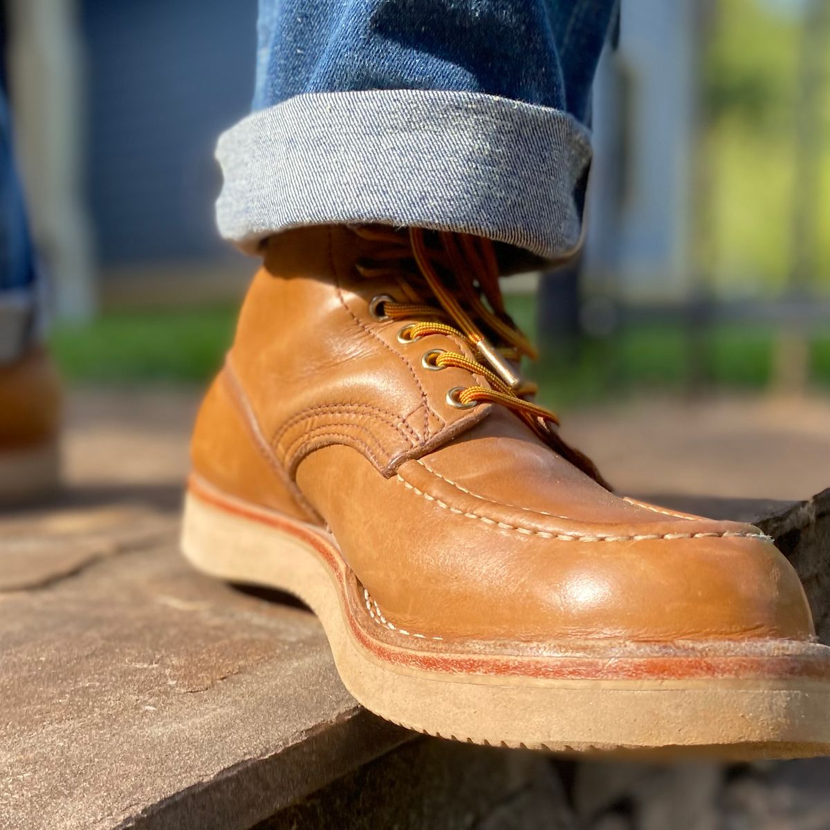 Photo by escapedTexan on September 3, 2023 of the Nicks Moc Toe in Seidel 1964 Tan.