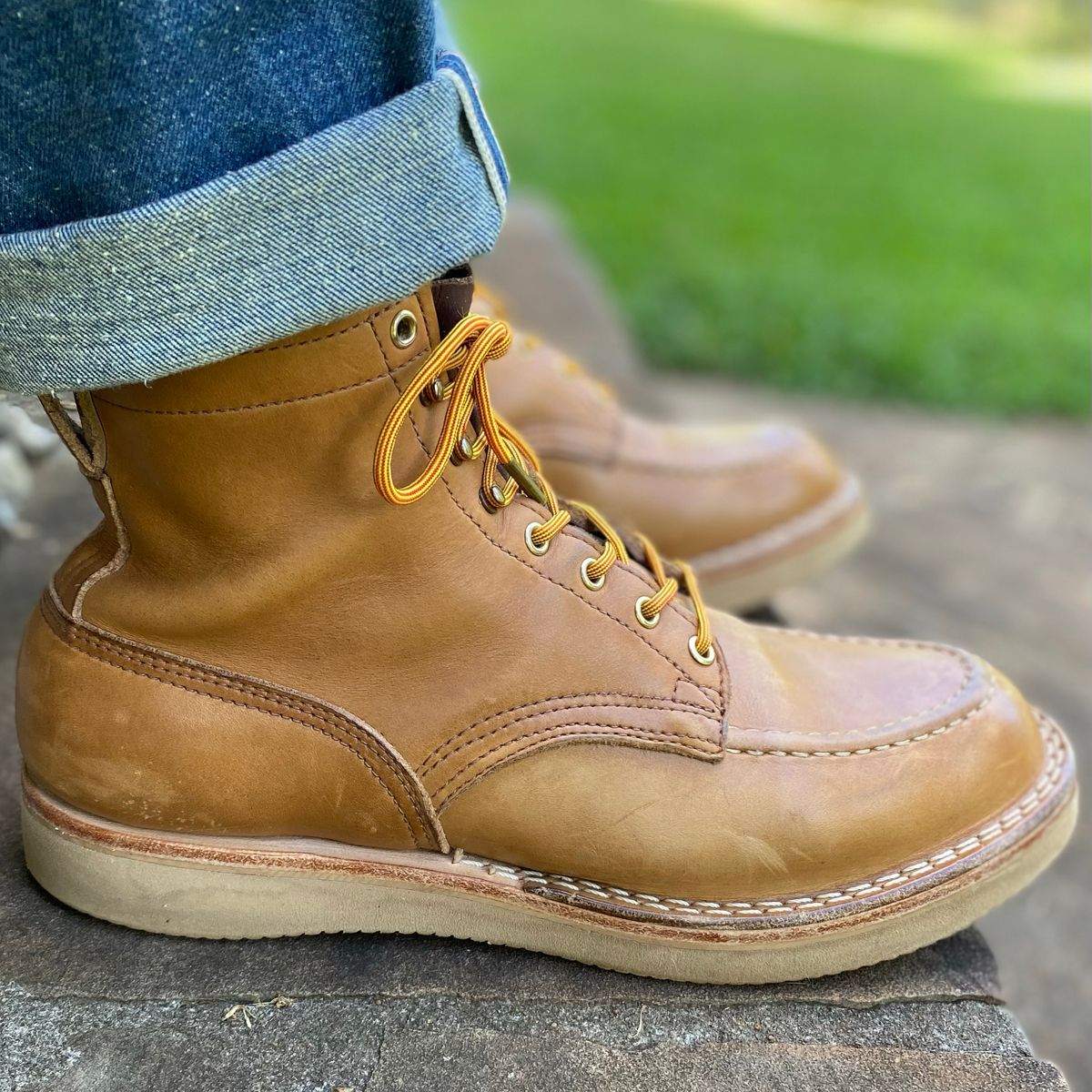 Photo by escapedTexan on September 3, 2023 of the Nicks Moc Toe in Seidel 1964 Tan.