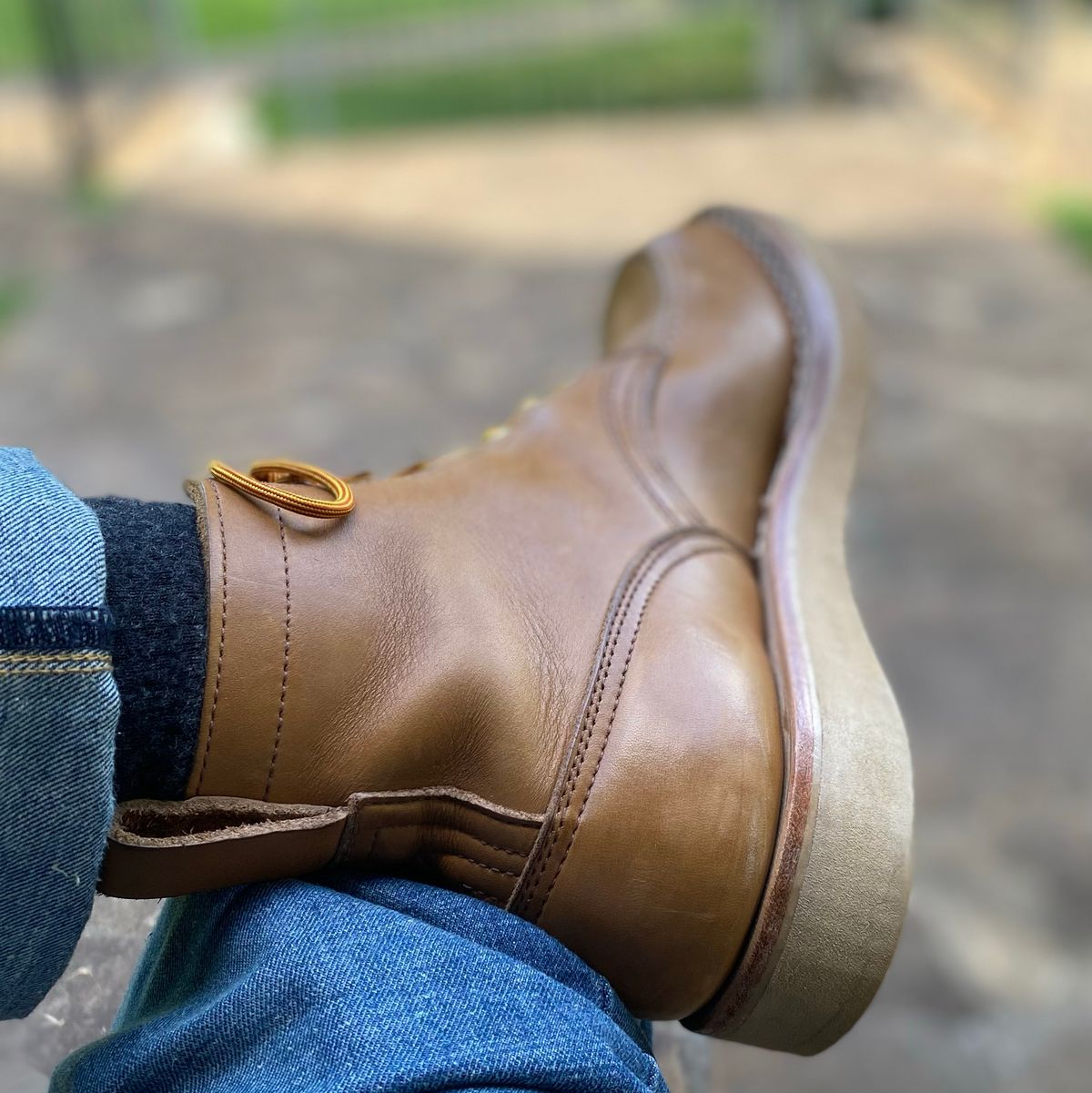 Photo by escapedTexan on September 3, 2023 of the Nicks Moc Toe in Seidel 1964 Tan.