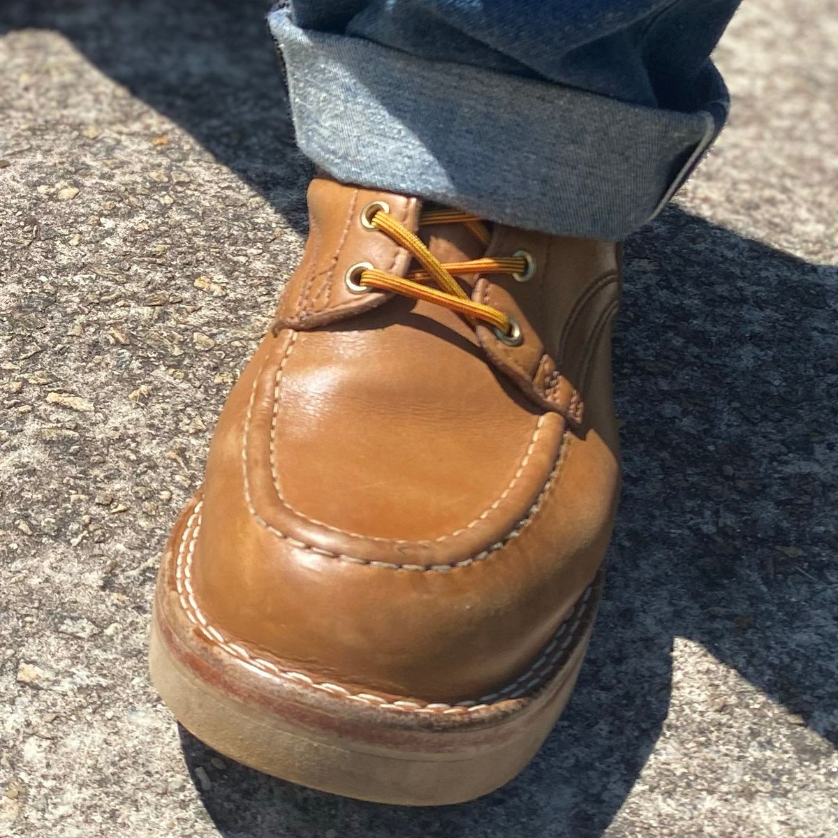 Photo by escapedTexan on September 8, 2023 of the Nicks Moc Toe in Seidel 1964 Tan.