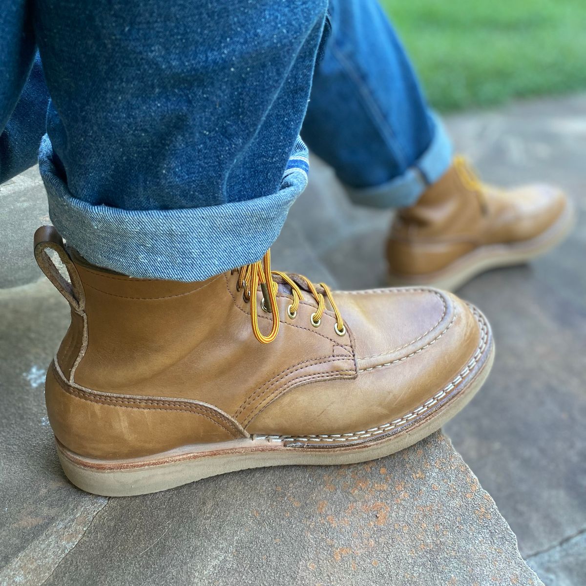 Photo by escapedTexan on September 11, 2023 of the Nicks Moc Toe in Seidel 1964 Tan.