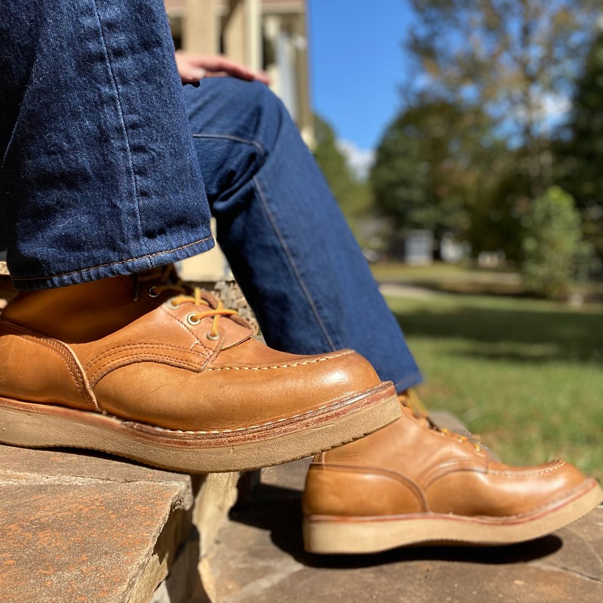 Photo by escapedTexan on October 3, 2023 of the Nicks Moc Toe in Seidel 1964 Tan.