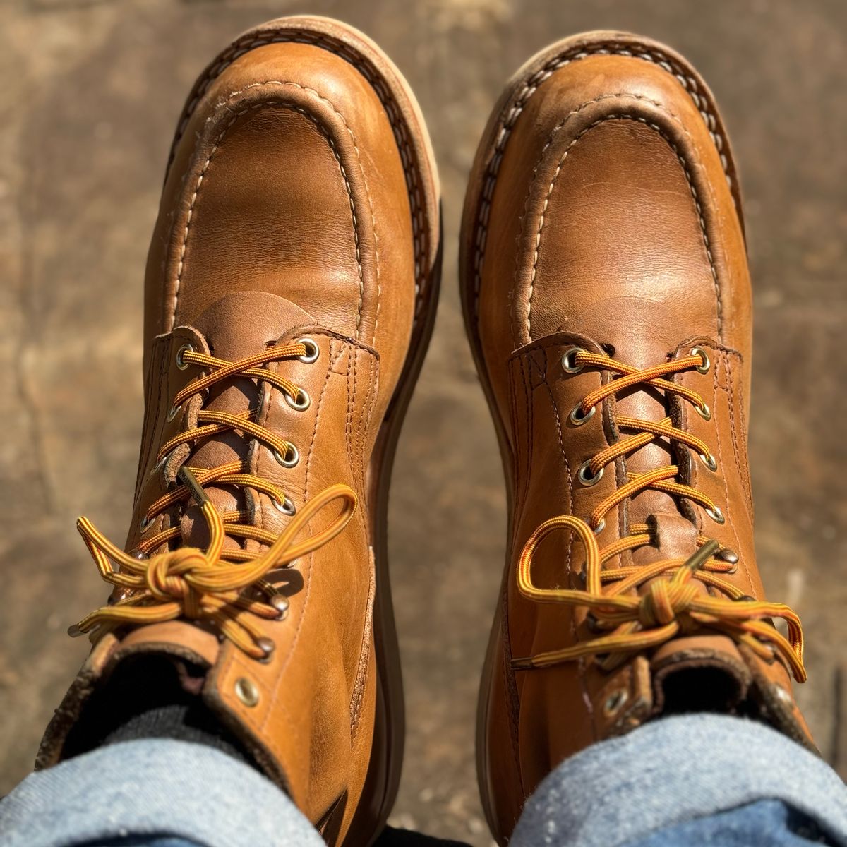 Photo by escapedTexan on October 17, 2023 of the Nicks Moc Toe in Seidel 1964 Tan.