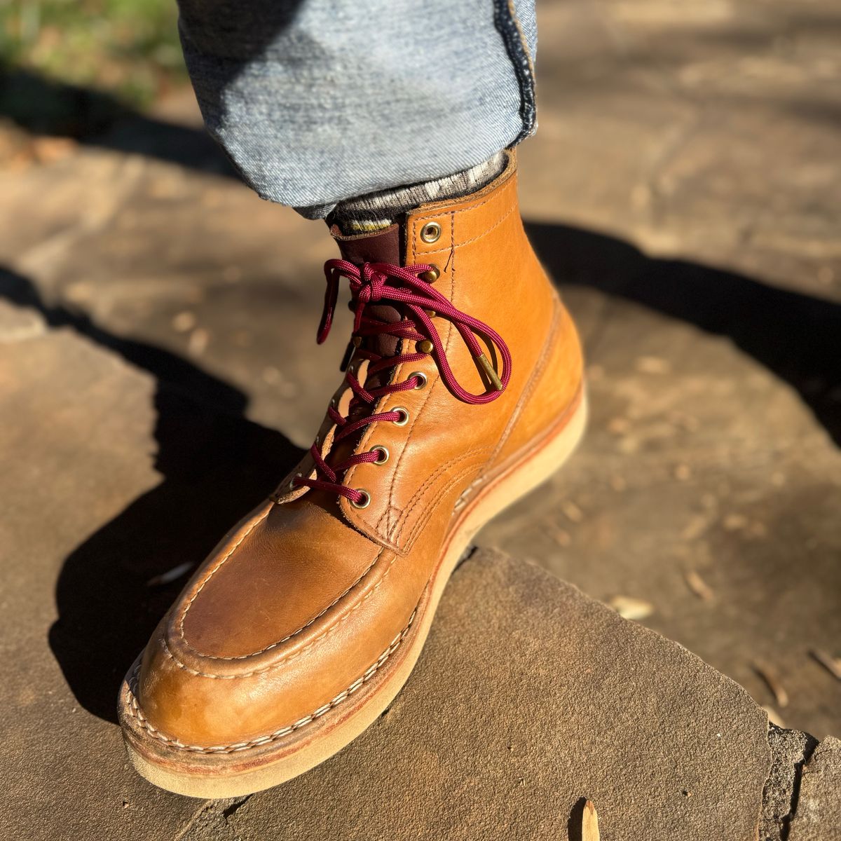 Photo by escapedTexan on November 27, 2023 of the Nicks Moc Toe in Seidel 1964 Tan.