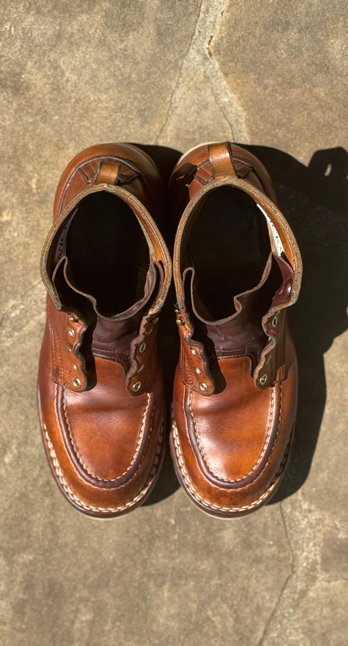 Photo by escapedTexan on April 5, 2025 of the Nicks Moc Toe in Seidel 1964 Tan.