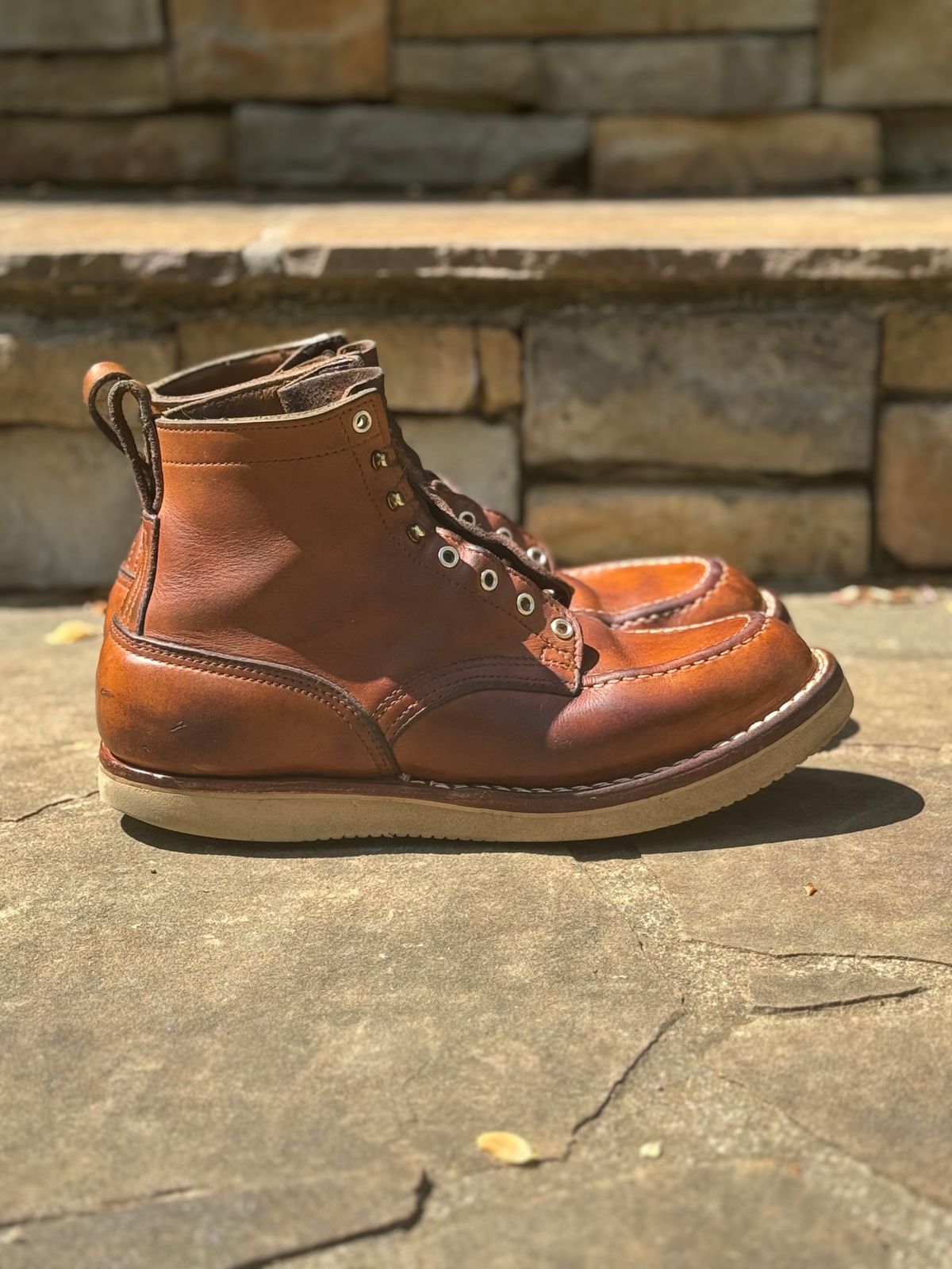 Photo by escapedTexan on April 5, 2025 of the Nicks Moc Toe in Seidel 1964 Tan.