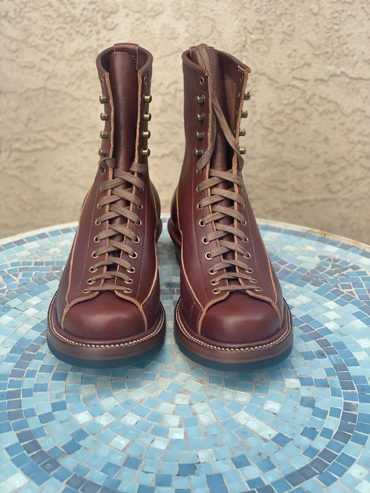Photo by parkle__ on October 1, 2023 of the Flame Panda Monkey Boot in J&FJ Baker Brown Russian Calf.