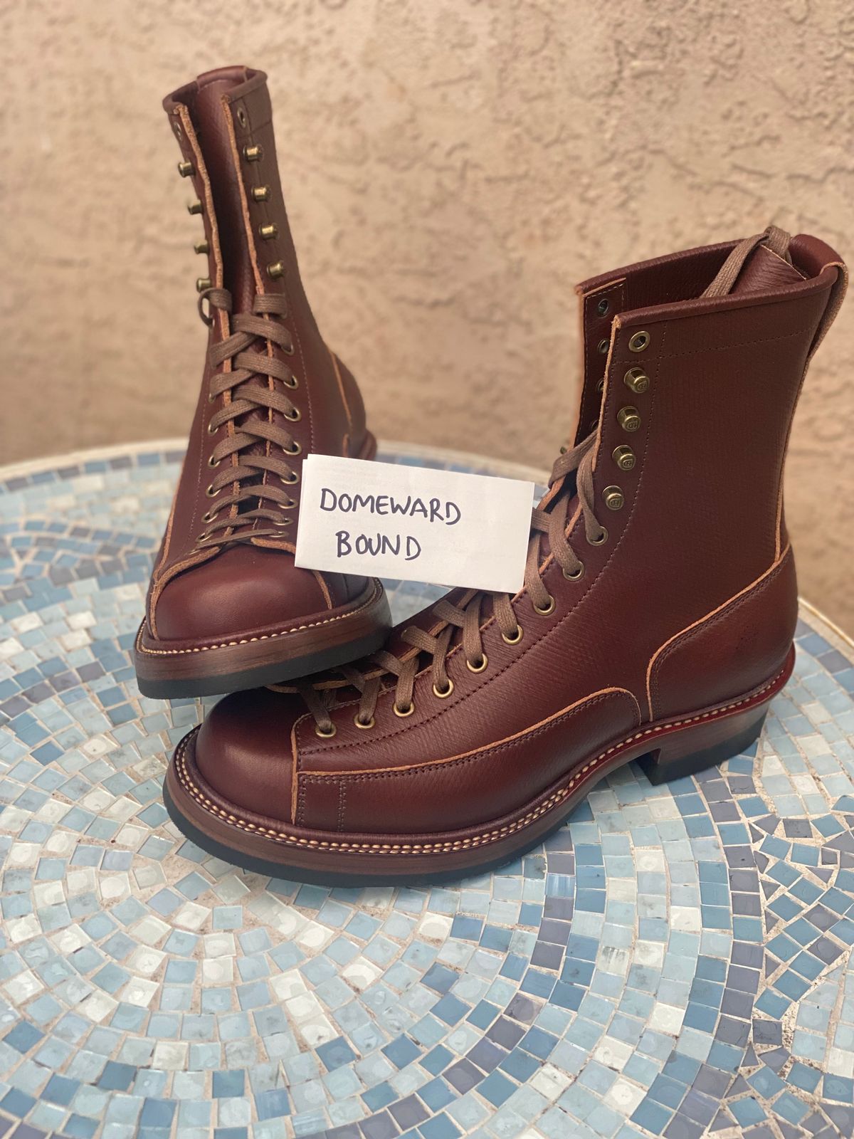 Photo by parkle__ on October 1, 2023 of the Flame Panda Monkey Boot in J&FJ Baker Brown Russian Calf.