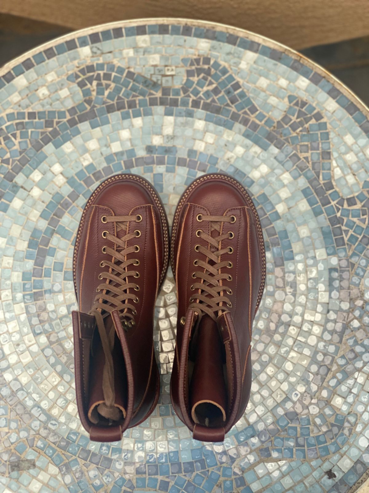 Photo by parkle__ on October 1, 2023 of the Flame Panda Monkey Boot in J&FJ Baker Brown Russian Calf.