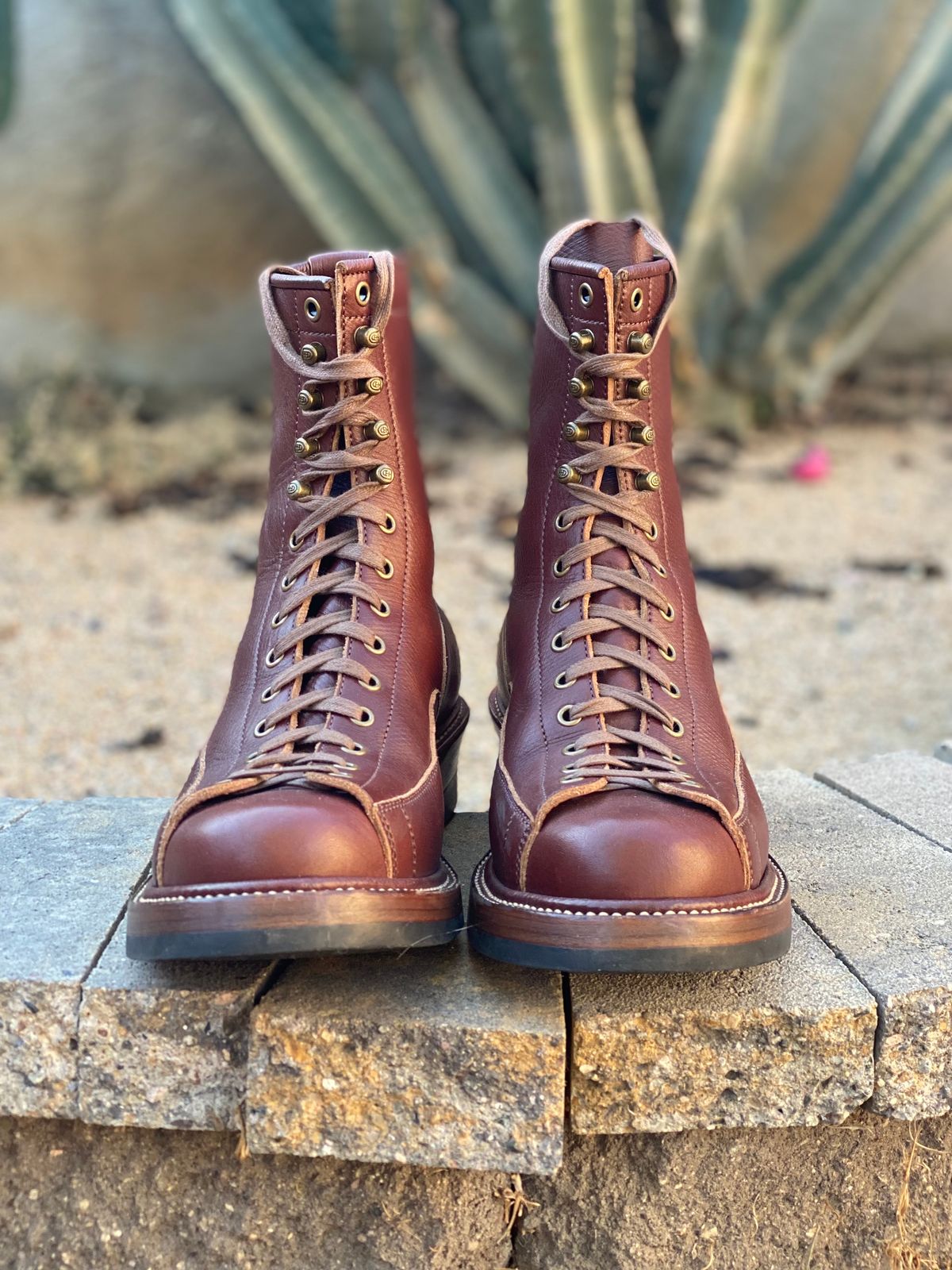 Photo by parkle__ on November 5, 2023 of the Flame Panda Monkey Boot in J&FJ Baker Brown Russian Calf.
