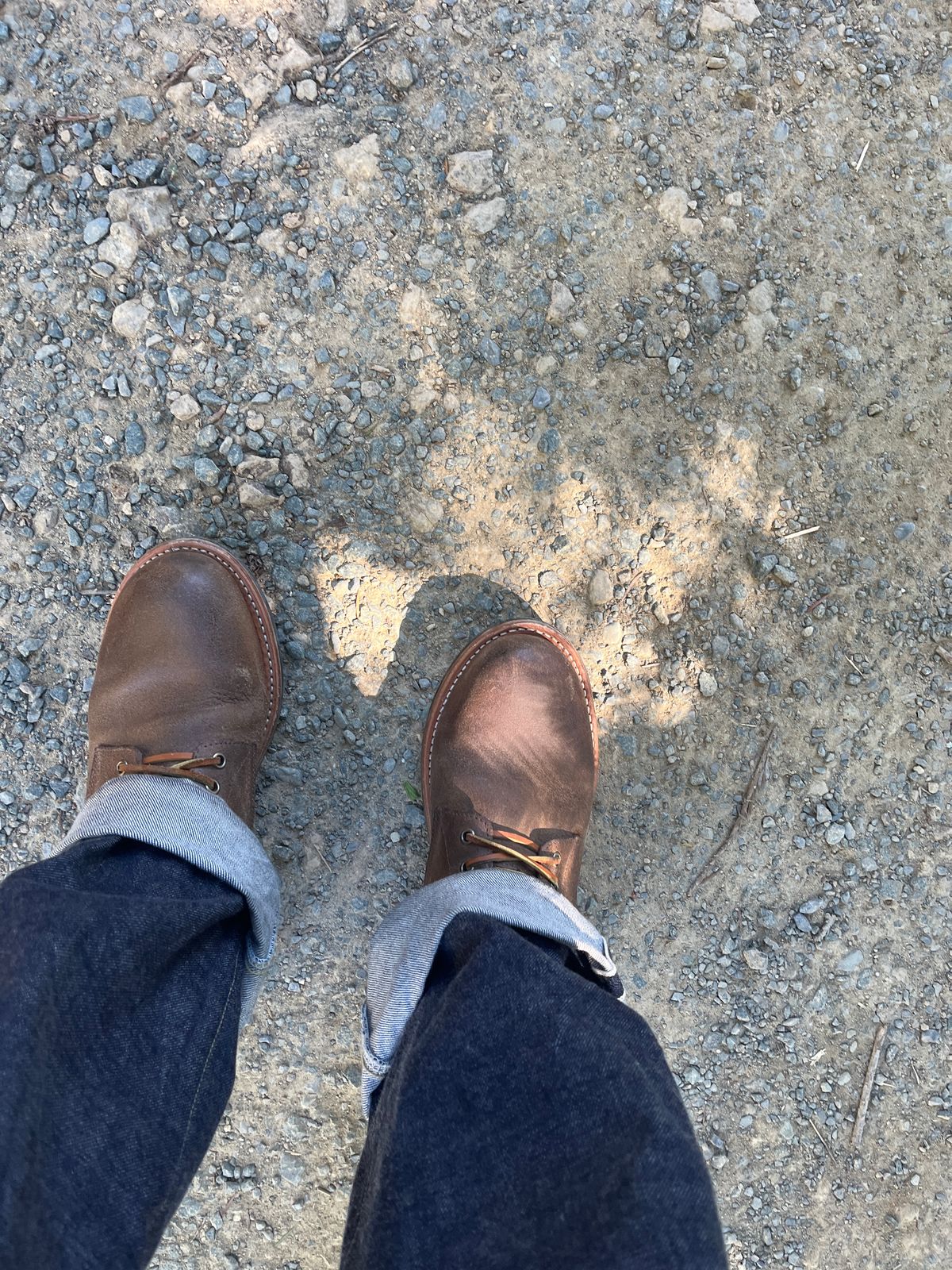 Photo by Dannflow on October 11, 2024 of the Oak Street Bootmakers Trench Boot in Horween Natural Chromexcel Roughout.