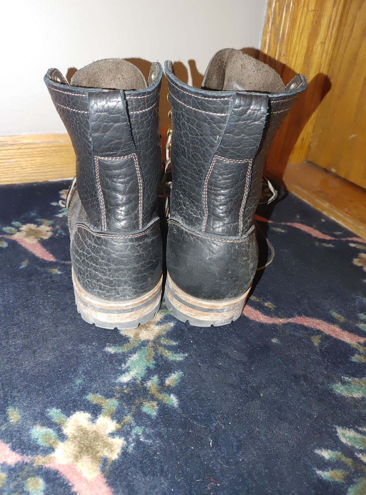 Photo by Exsufflicate on February 6, 2023 of the Truman Upland Boot in Law Tanning Black Big Horn Shrunken Bison.