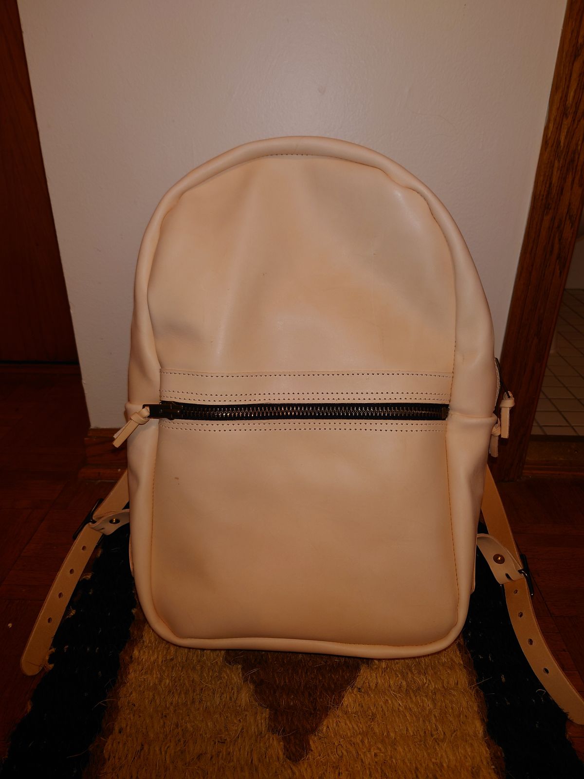 Photo by Exsufflicate on October 3, 2025 of the Go Forth Goods Classic Zippered Leather Backpack in Unknown Natural Veg Tan.