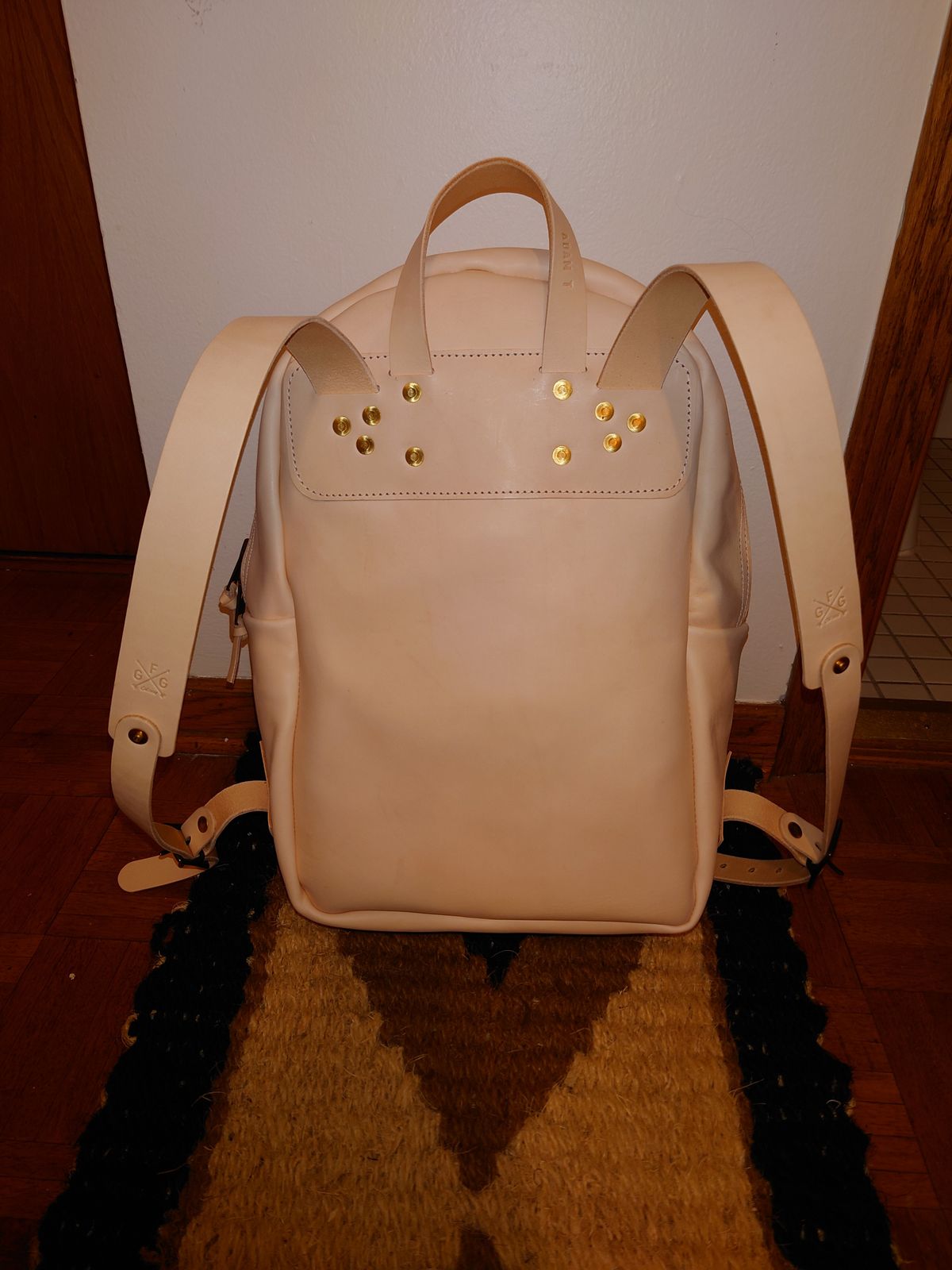 Photo by Exsufflicate on October 3, 2025 of the Go Forth Goods Classic Zippered Leather Backpack in Unknown Natural Veg Tan.