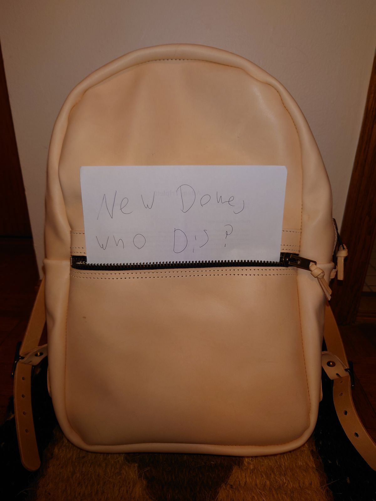 Photo by Exsufflicate on October 3, 2025 of the Go Forth Goods Classic Zippered Leather Backpack in Unknown Natural Veg Tan.