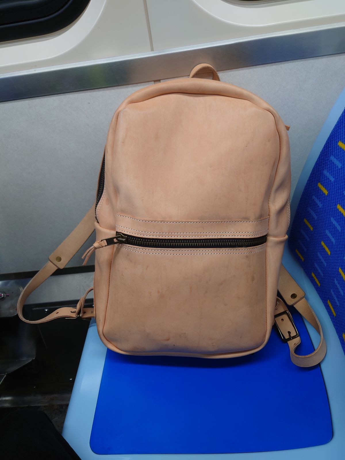 Photo by Exsufflicate on December 6, 2025 of the Go Forth Goods Classic Zippered Leather Backpack in Unknown Natural Veg Tan.