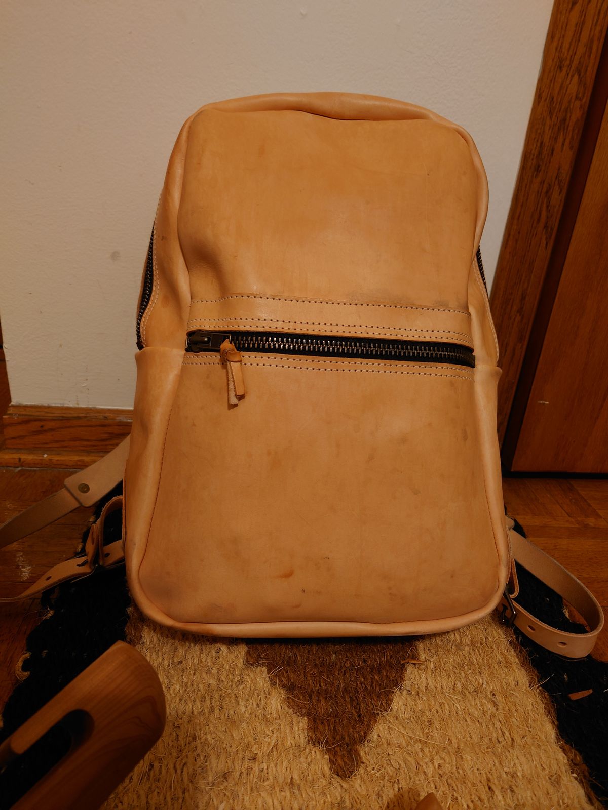 Photo by Exsufflicate on January 5, 2026 of the Go Forth Goods Classic Zippered Leather Backpack in Unknown Natural Veg Tan.