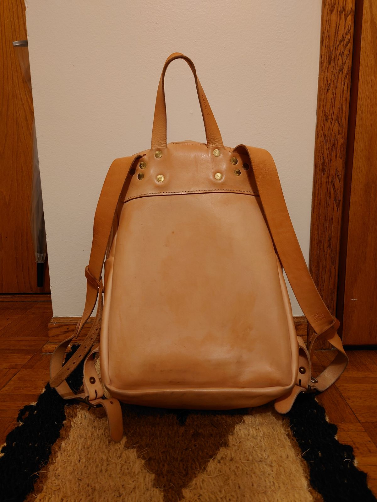 Photo by Exsufflicate on February 6, 2026 of the Go Forth Goods Classic Zippered Leather Backpack in Unknown Natural Veg Tan.