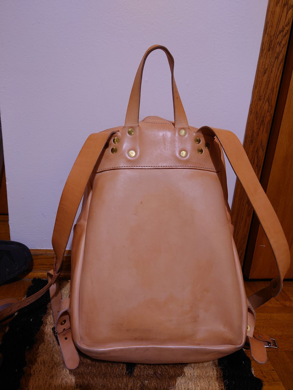 Photo by Exsufflicate on March 6, 2026 of the Go Forth Goods Classic Zippered Leather Backpack in Unknown Natural Veg Tan.
