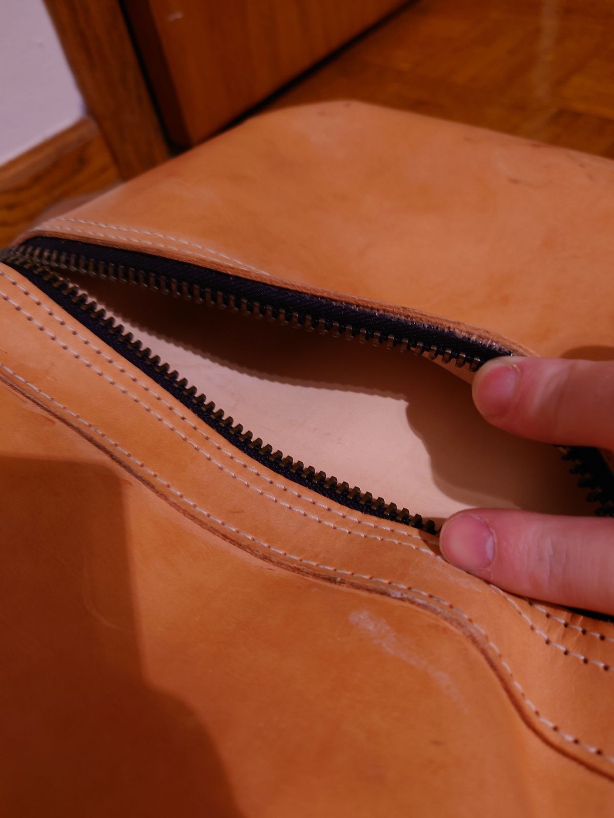 Photo by Exsufflicate on March 6, 2026 of the Go Forth Goods Classic Zippered Leather Backpack in Unknown Natural Veg Tan.