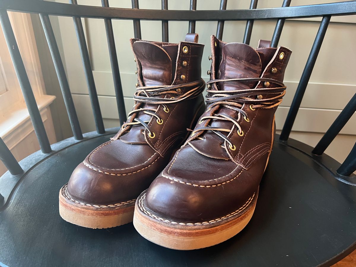 Photo by goblutes on October 21, 2023 of the Nicks Moc Toe in Horween Brown Chromexcel.